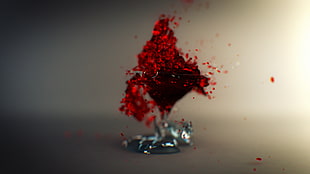 shattered, red, wine, glass