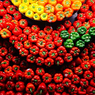 red bell pepper, peppers, food