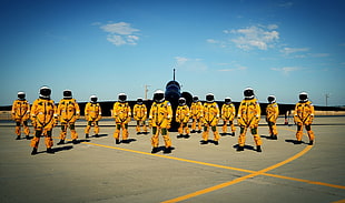 yellow astronauts suits, aircraft, Lockheed U-2