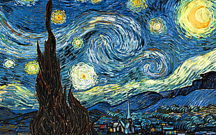 Starry Night by Vincent Van Gogh painting HD wallpaper