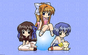 three female cartoon characters HD wallpaper