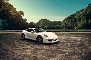 white Cayman Porsche HD wallpaper