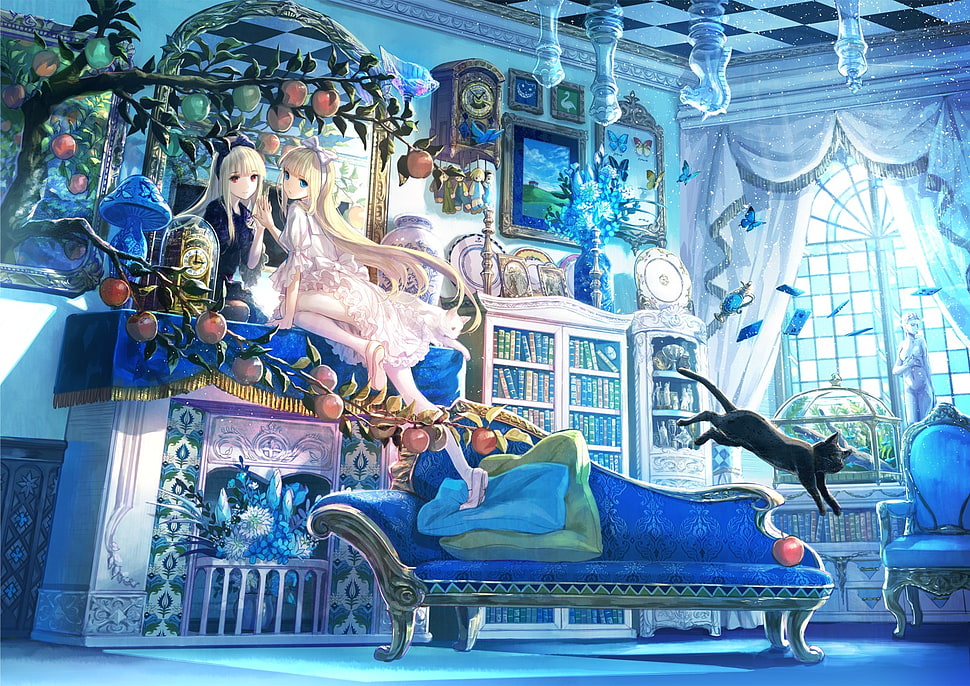two blond haired female anime characters HD wallpaper