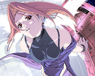 girl in gray halter top anime wallpaper