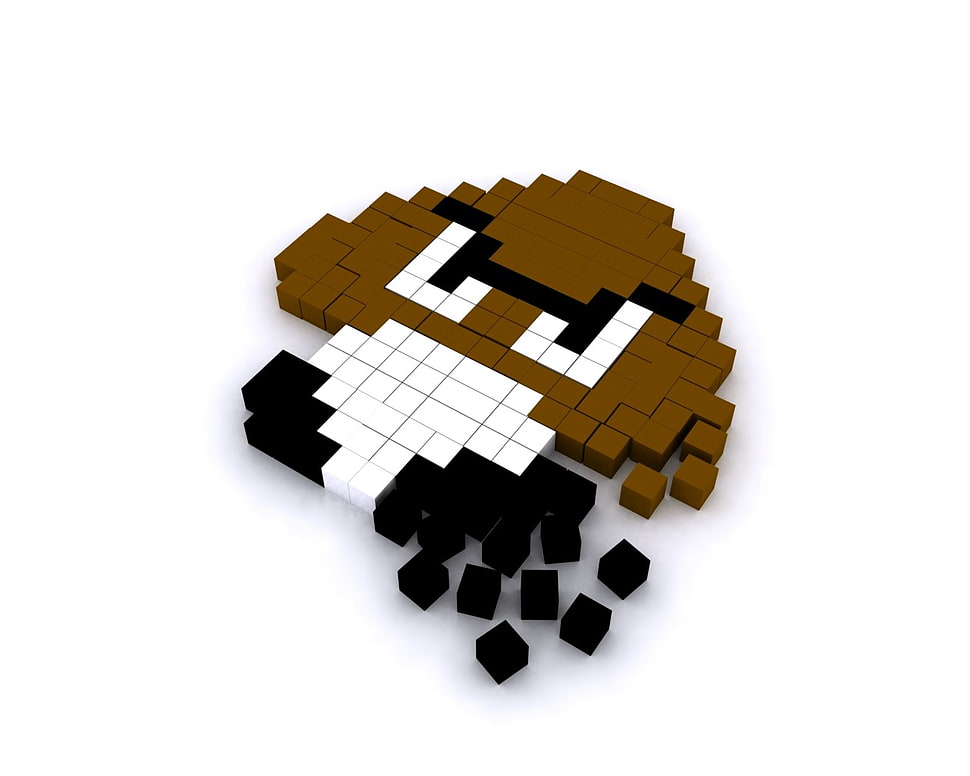 brown, white, and black Minecraft Super Mario brown and white Mushroom, video games, Super Mario HD wallpaper