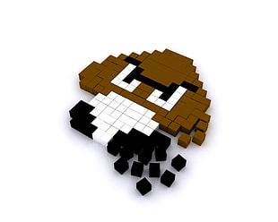 brown, white, and black Minecraft Super Mario brown and white Mushroom, video games, Super Mario
