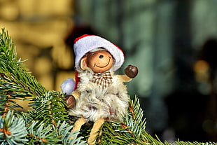 brown bear wearing brown top Christmas tree ornament