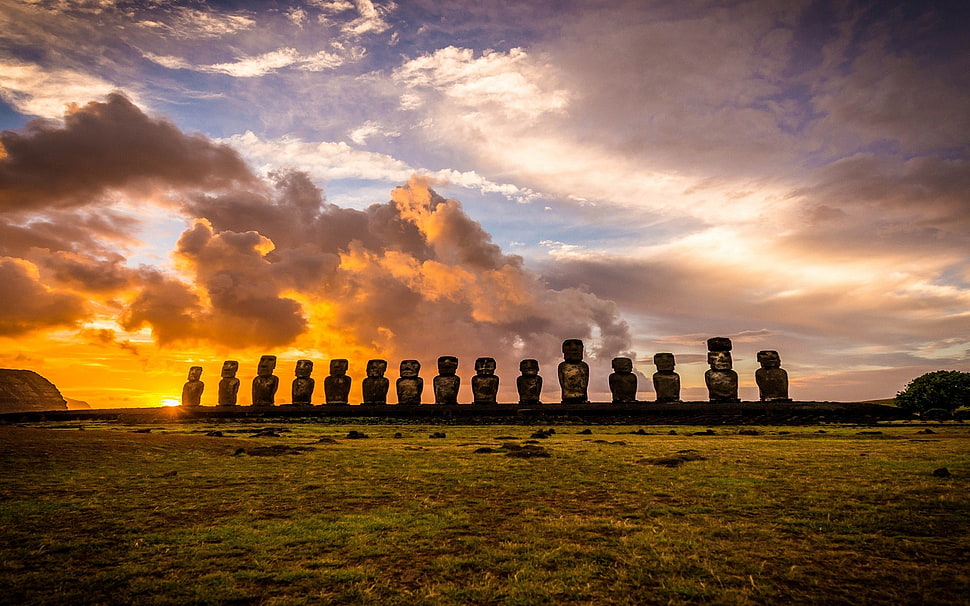 balance stones, landscape, nature, Rapa Nui, island HD wallpaper