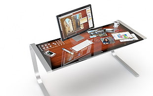 gray metal framed desk