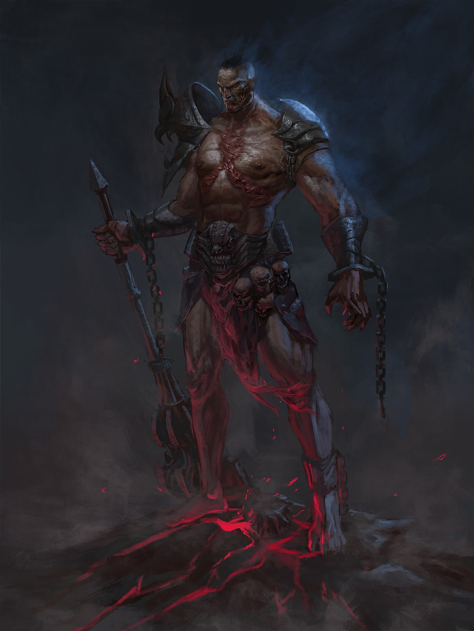 male holding axe digital wallpaper, drawing, warrior, fantasy art, armor HD wallpaper