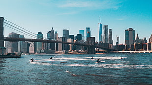 Brooklyn Bridge, New York City, water, cityscape, Brooklyn Bridge HD wallpaper