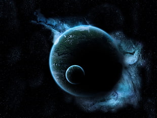 gray planetary illustration
