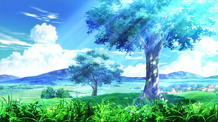 green leafed plant, trees, artwork