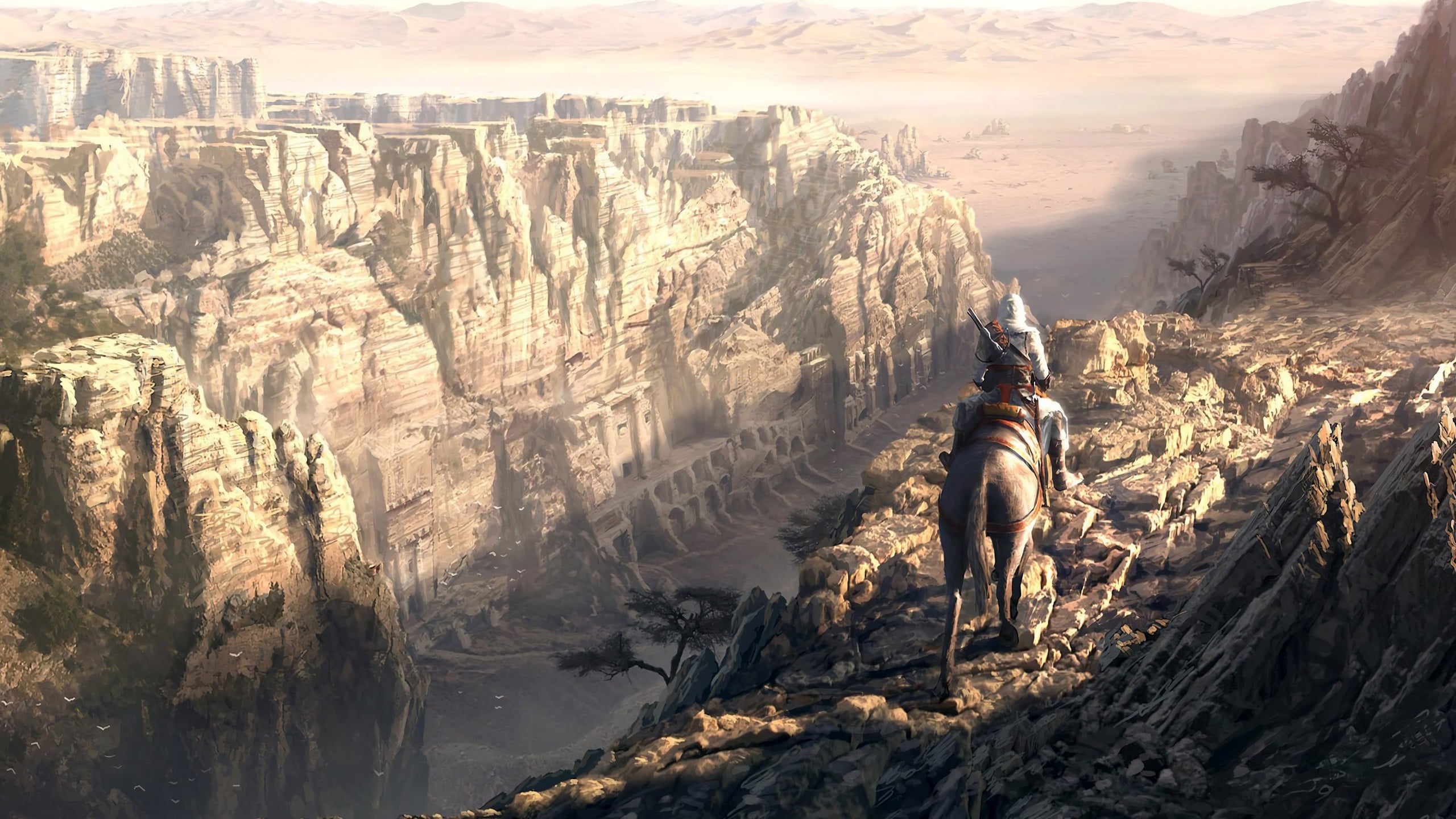 man riding horse wallpaper, Assassin's Creed, Altaïr Ibn-La'Ahad