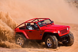 red and black Jeep Wrangler, Jeep, car, desert