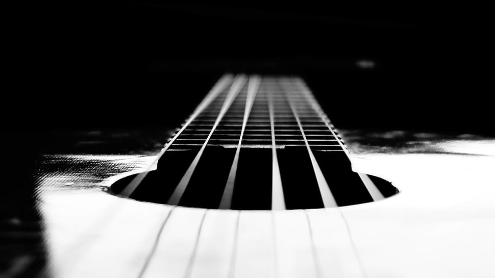 white and black string on gutiar HD wallpaper