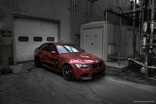 red BMW sedan, BMW, BMW E92 M3, vehicle, red cars HD wallpaper