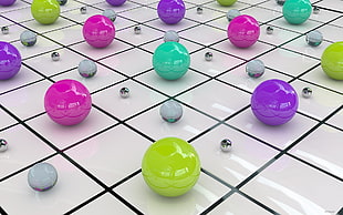 assorted color balls in white surface HD wallpaper