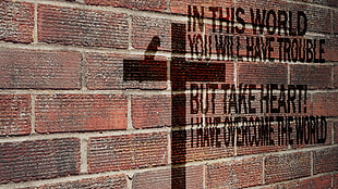 brown cross printed brick wall, Jesus Christ, God, motivational, inspirational
