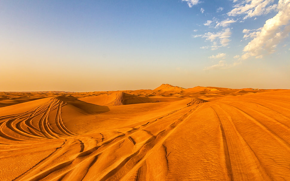 dessert under cloudy sky HD wallpaper
