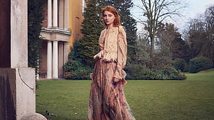 women's brown long-sleeved dress