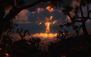 sunset, nature, explosion HD wallpaper