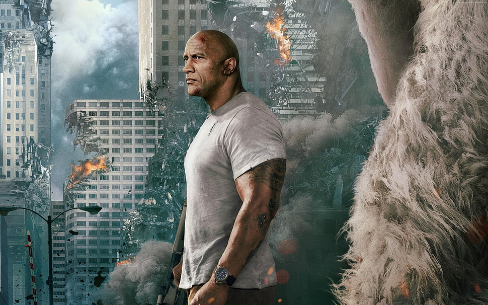 Dwayne Johnson in Rampage movie HD wallpaper