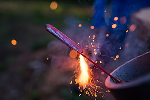 red firecracker, Firecrackers, Sparks, Fireworks