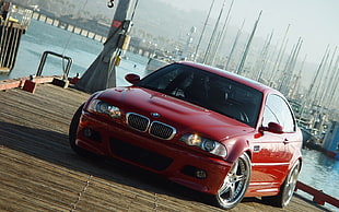 red BMW coupe, E-46, BMW M3 , BMW, vehicle
