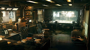 tufted brown leather sofa chair, Deus Ex: Human Revolution, science fiction, video games HD wallpaper