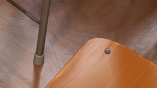 brown wooden table with black metal base, digital art, texture, Rustle HD wallpaper