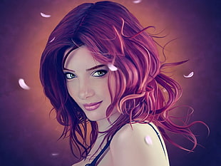 girl with red hair illustration