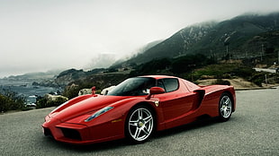red coupe, car, sports car, Ferrari, Ferrari Enzo