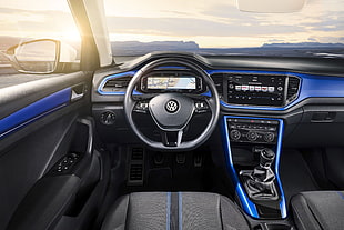 black Volkswagen steering wheel HD wallpaper