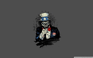 Uncle Sam skeleton illustration, skeleton, gray