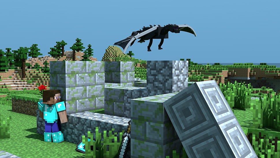 Minecraft, armor, Enderdragon, video games HD wallpaper