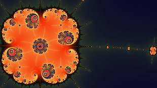 orange and gray floral mandala wallpaper, fractal