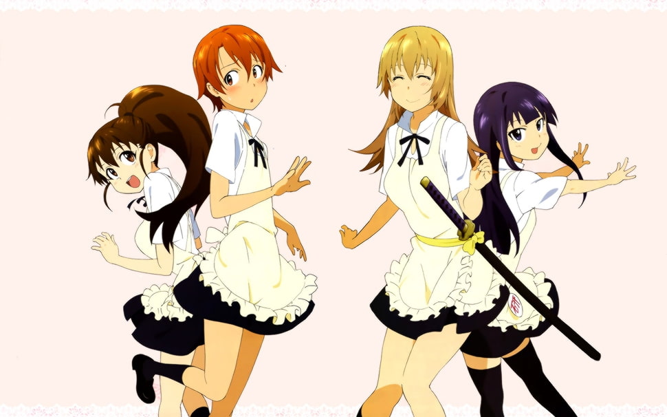 3 female and men anime character illustration HD wallpaper