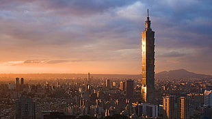 grey concrete buildings, Asia, Taipei 101, architecture, building