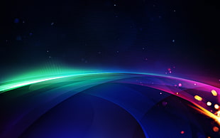 green, blue and purple illustration HD wallpaper