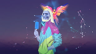 male character in jacket holding ice pop graphic wallpaper