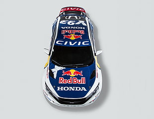 blue and white Red Bull Honda Civic racing car HD wallpaper