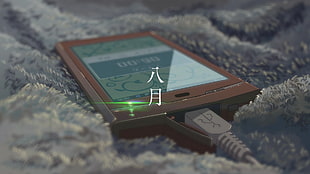black smartphone, The Garden of Words, anime, technology, USB HD wallpaper