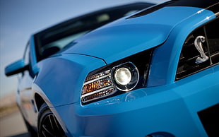blue Ford Mustang Shelby coupe, car, blue cars, vehicle, Ford HD wallpaper
