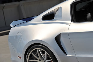 white and black car door, car, silver cars, vehicle, Ford Mustang