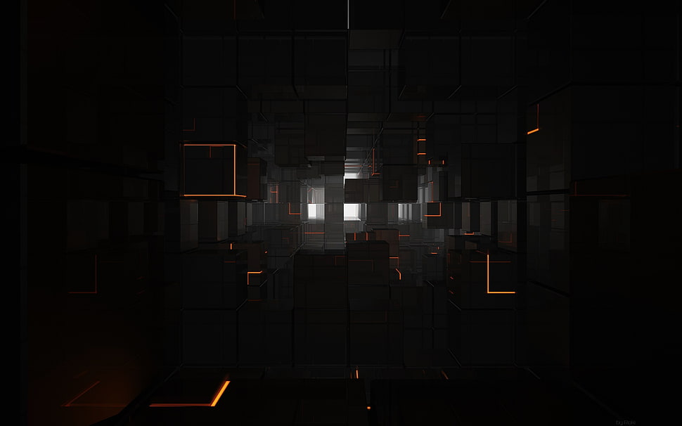 cube, black, orange, white HD wallpaper