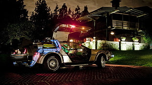 black vehicle, The Time Machine, Back to the Future, car, DeLorean