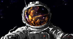 person wearing astronaut gear painting, artwork, fantasy art, concept art, space