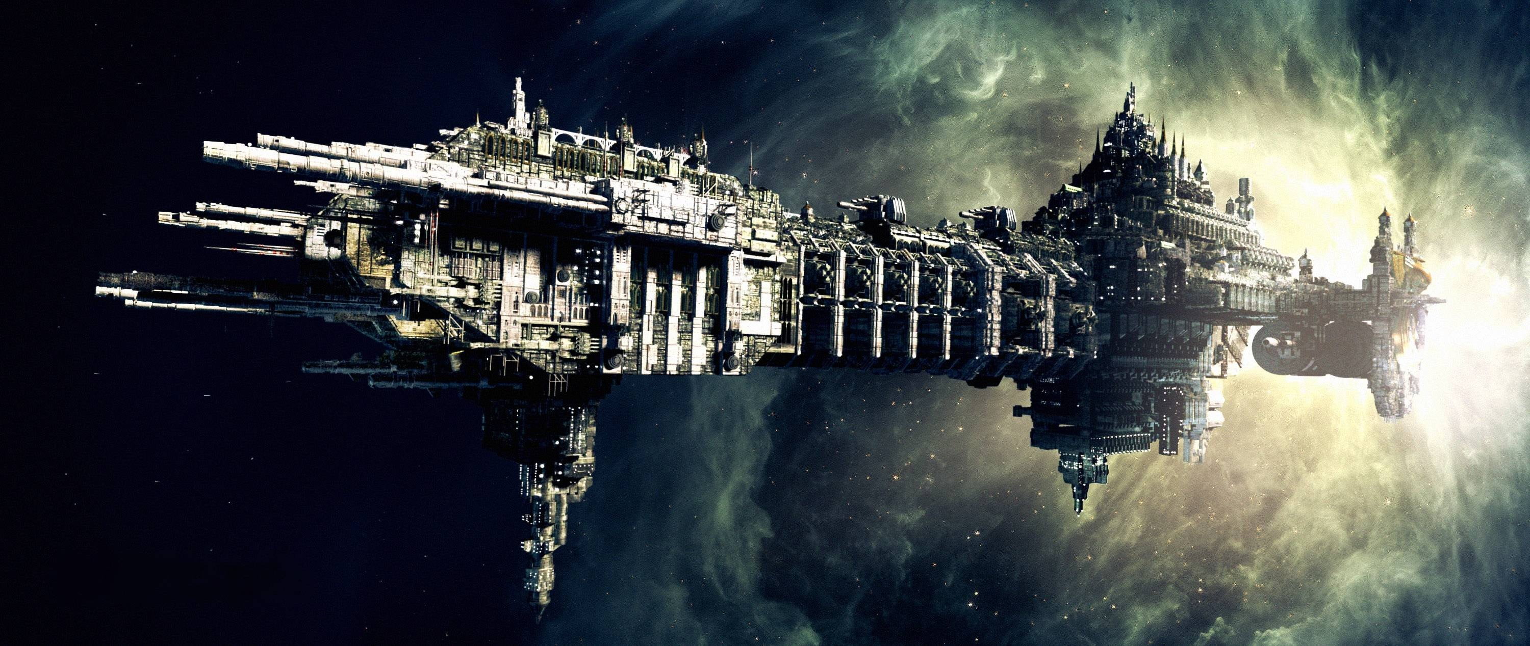gray space ship, space, science fiction, spaceship, Warhammer 40,000