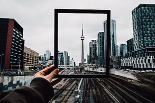 rectangular photo frame, picture frames, Ontario, railway, building HD wallpaper
